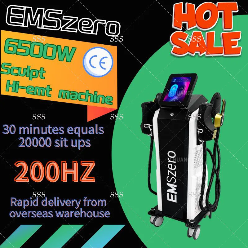 Hot Sale Electromagnetic 6500W Ems Shaping Sculpting Machine Electric Muscle Stimulator Emszero200Hz RF Sculpting Machine.