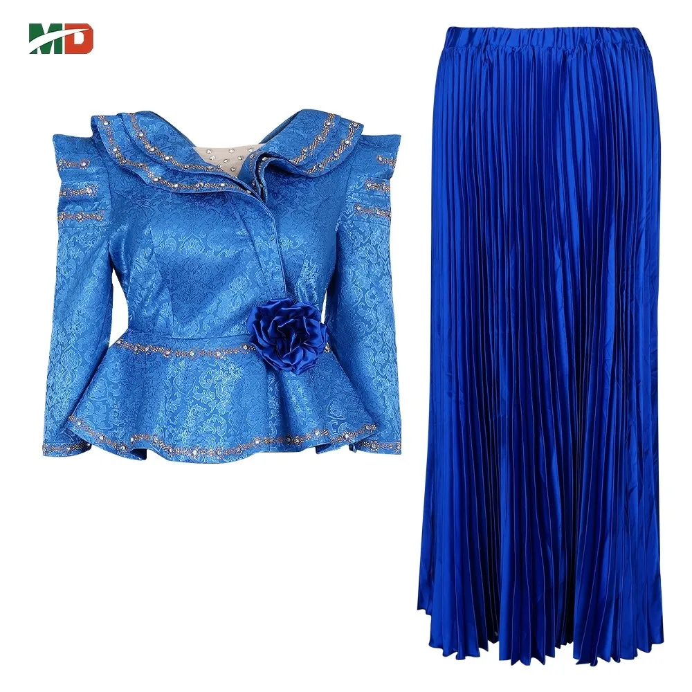 MD فساتين الأفريقية للمرأة حجم كبير 2 قطعة موضة Dashiki أنقرة حفل زفاف ثوب مسائي أنيق تركيا مطوي فستان ماكسي #6