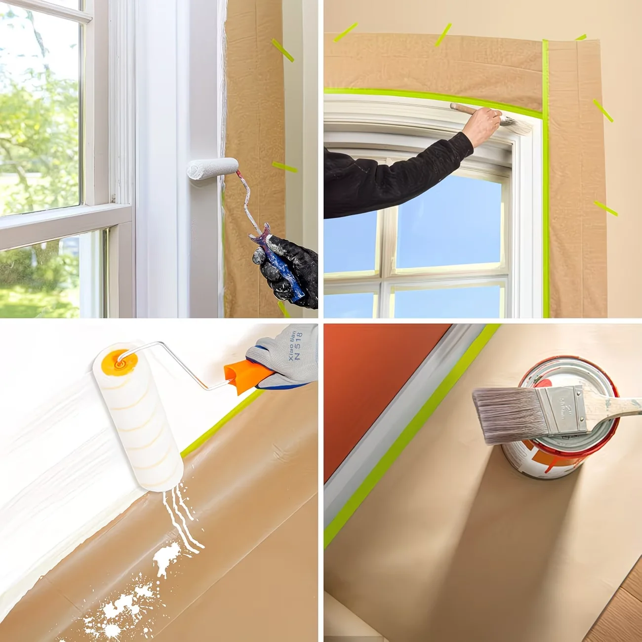 Pre-Taped Masking Paper Wall Treatment Covering For Painting Spray Masking Protective Paper Car Beauty Paint Masking Craft Paper image 4