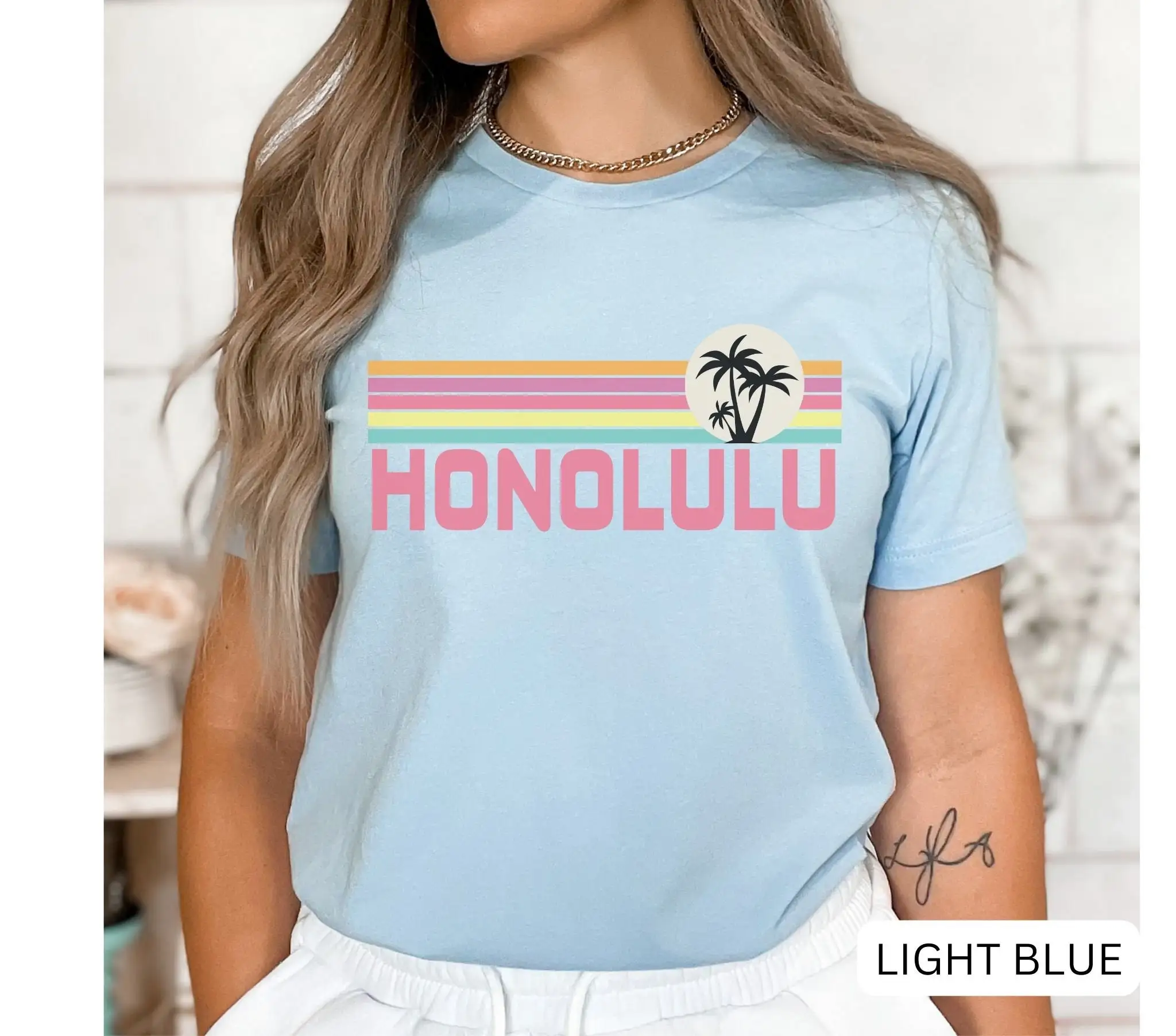 Honolulu T Shirt Hawaii Vacation Mode Beach Palm Tree Souvenir Travel