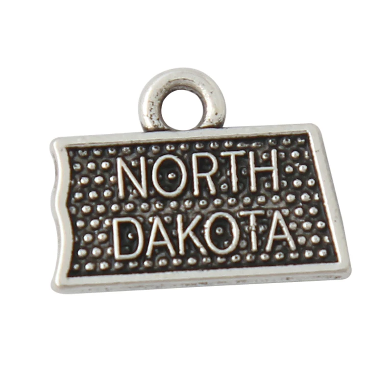 RAINXTAR American State North Dakota Map Charms 11*16mm 50pcs AAC784