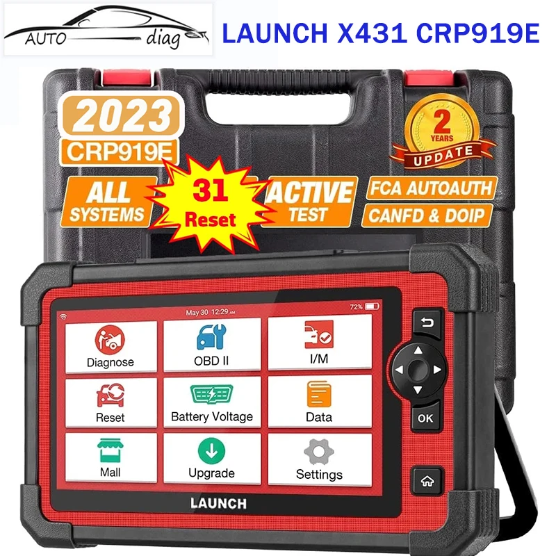 

LAUNCH X431 CRP919E Car Diagnostic Tool Scanner Full System Automotive Scanner Active Test CANFD/DIOP with 29+ Reset pk CRP909X