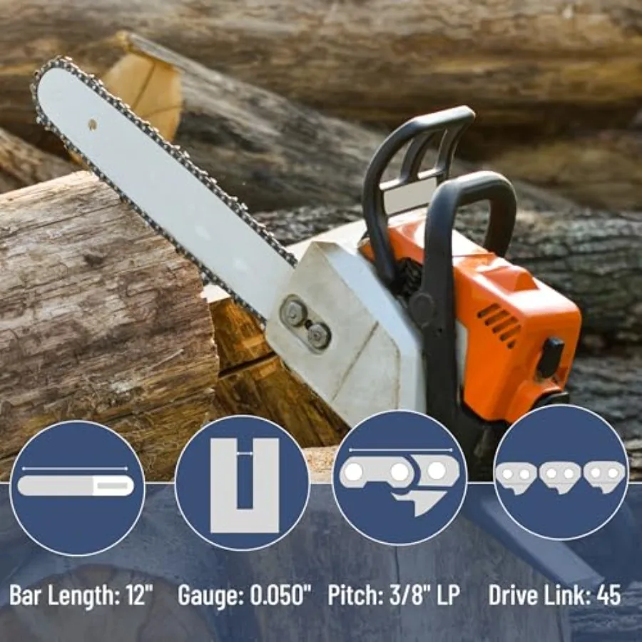 UNCO- سلسلة المنشار 12 بوصة 3 عبوات 3/8 بوصة LP الملعب 0.050 بوصة مقياس 45 وصلات محرك سلسلة شفرة المنشار #3