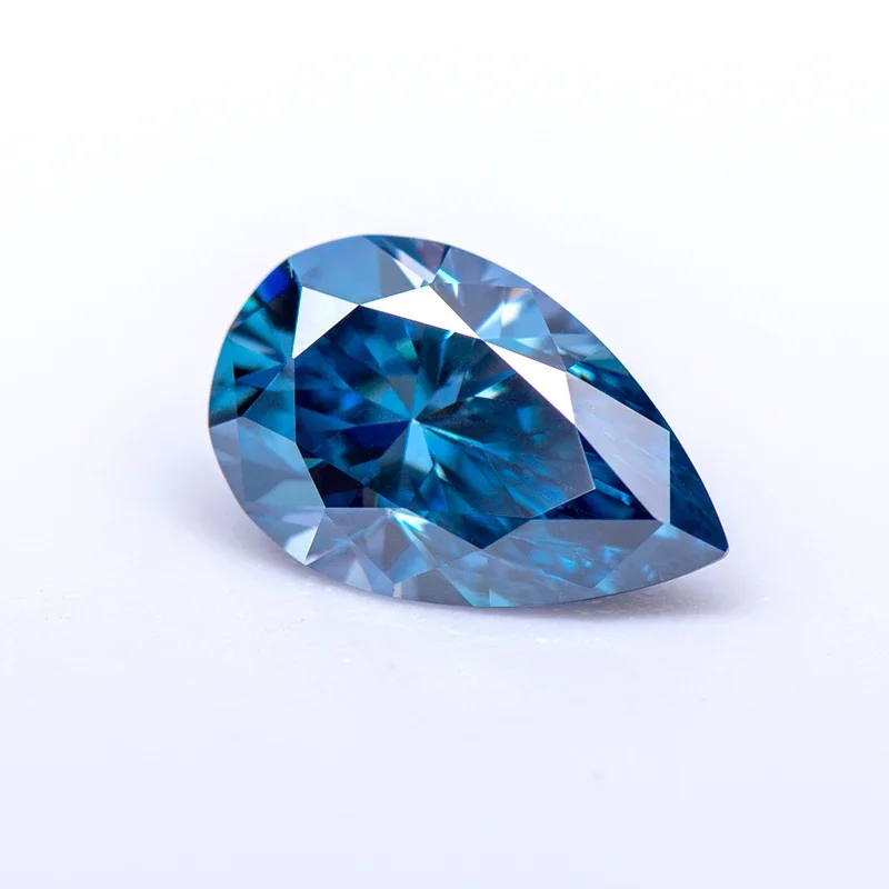 Moissanite Stone Pear Cut Sapphire Blue Colour Lab Created Heat Diamond Jewelry Making Materials Comes With GRA Certificate