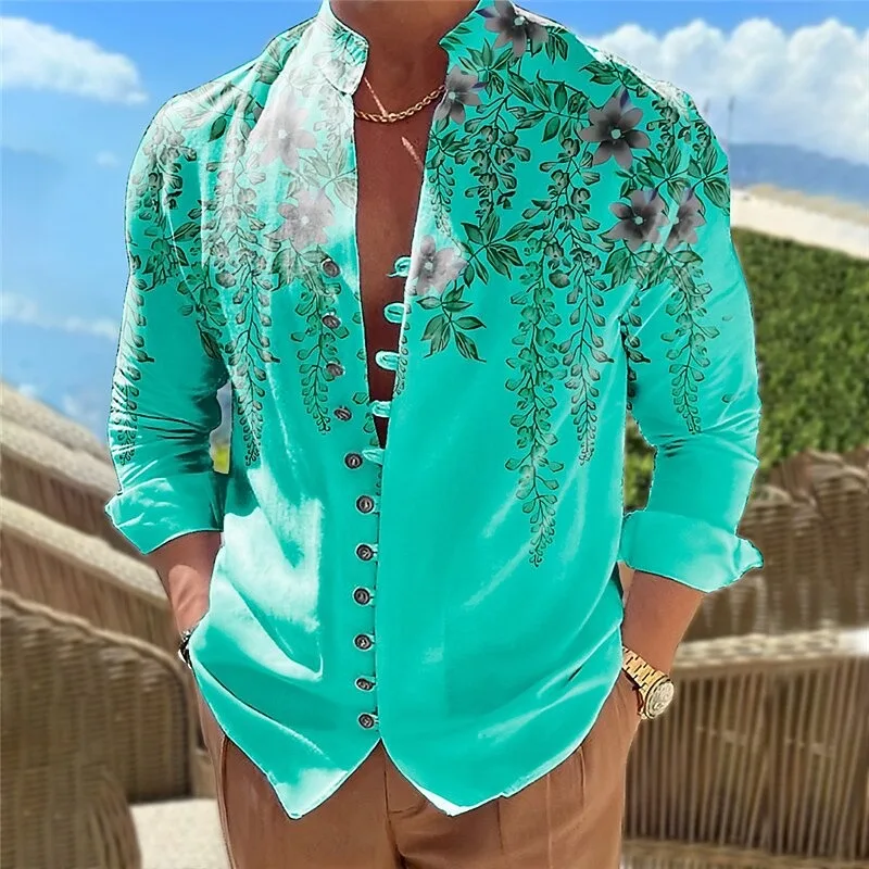 

Новая мужская рубашка с 3D-принтом и цветочным узором, качественная и модная повседневная рубашка с длинными рукавами, топ с лацканами