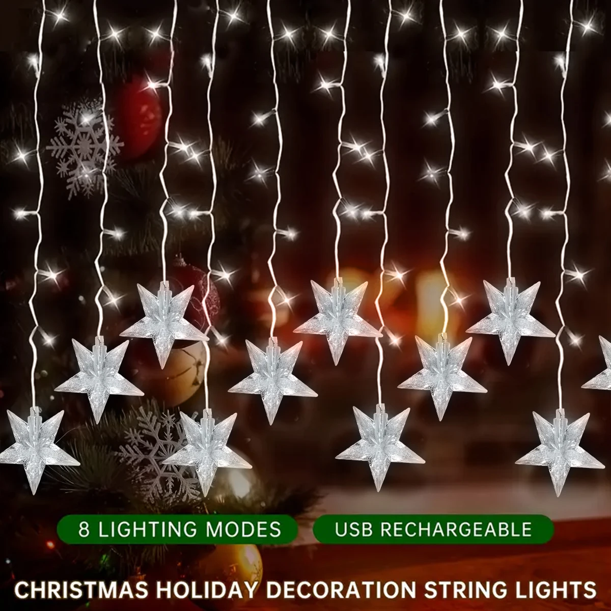 1 قطعة 96 LED ستار جليد الستار سلسلة أضواء USB بالطاقة 8 طرق عيد الميلاد أضواء جليد الزخرفية لحديقة فناء ديكور المنزل