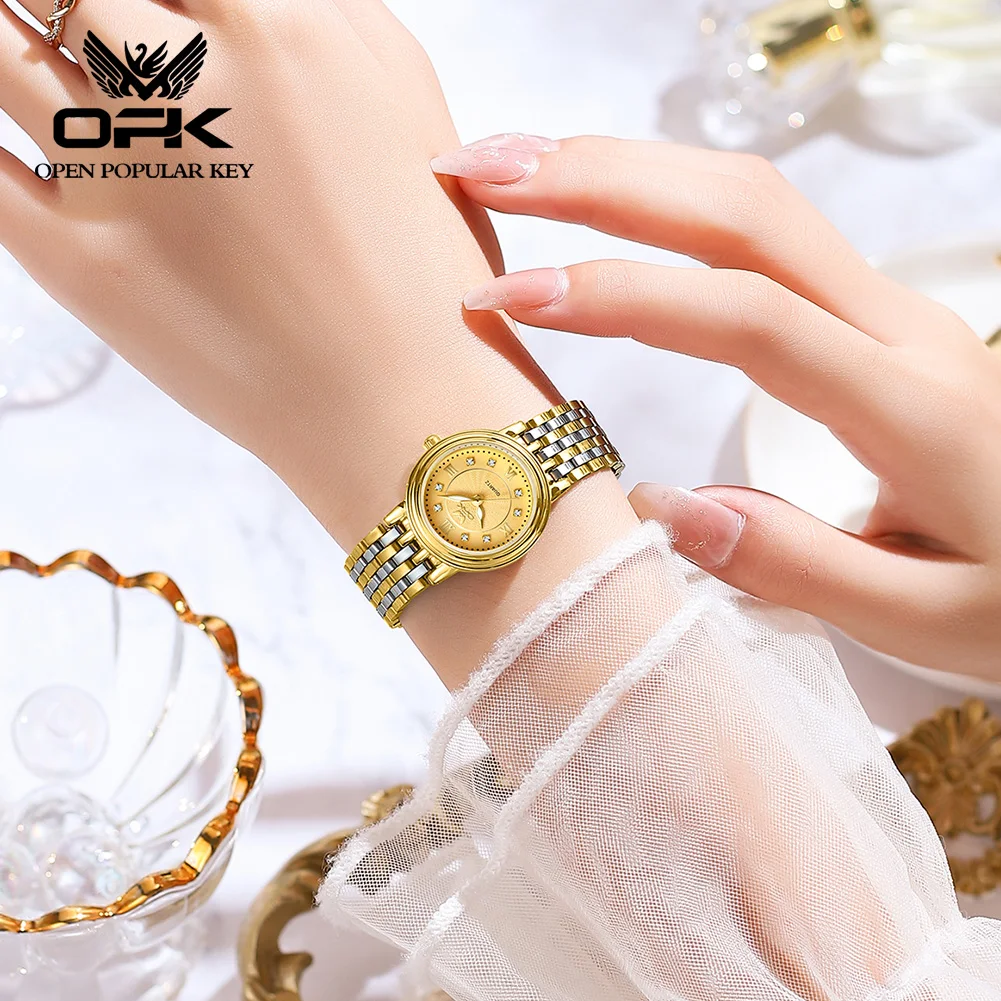 OPK 6005 Luxury Elegant Women\'s Watches Fashion Quartz Movement Hand Clock Waterproof Luminous Original Dress Watch For Women