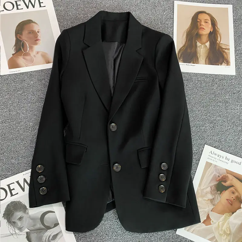 New Spring Autumn Women Pink Casual Blazers Coats Fashion Loose Versatile Solid Suit Tops
