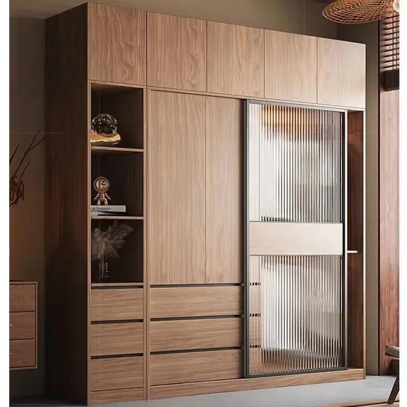 Storage Sliding Doors Wardrobes Design Elegant Wooden Living Room Wardrobe Storage Luxury Set Armadio Guardaroba Furniture Home