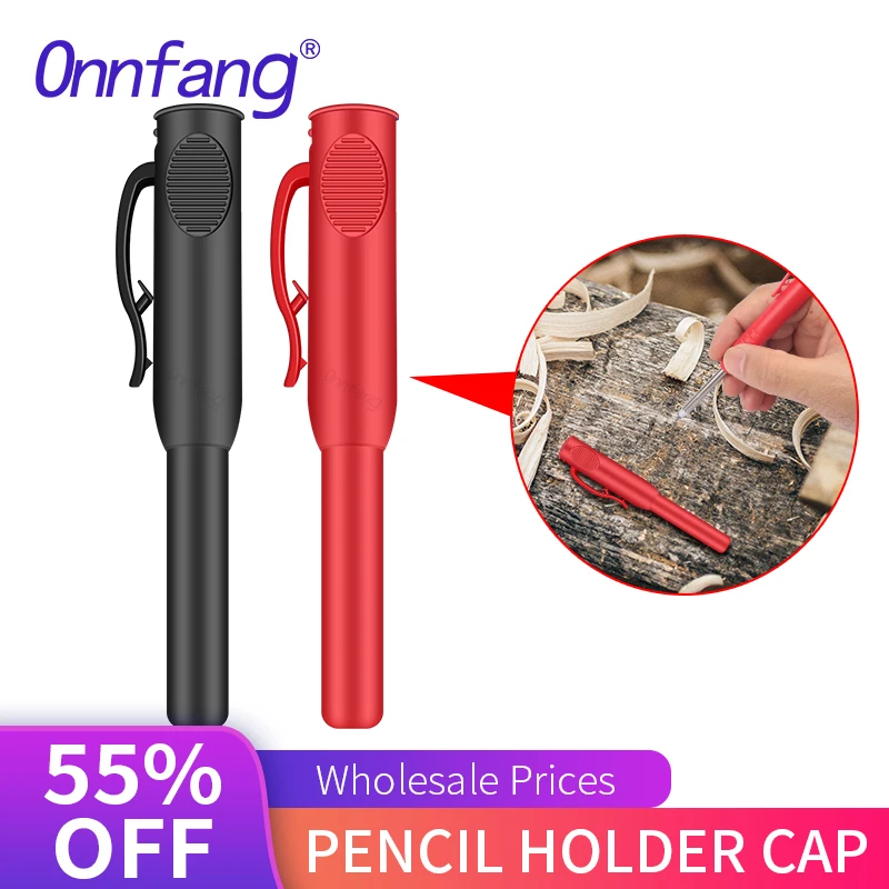 Onnfang Carpenter Scribing Pen Holder 6 Colors for Deep Hole Pencil Markers Stand Pocket Clip Marking Scribe Woodworker Pen Cap