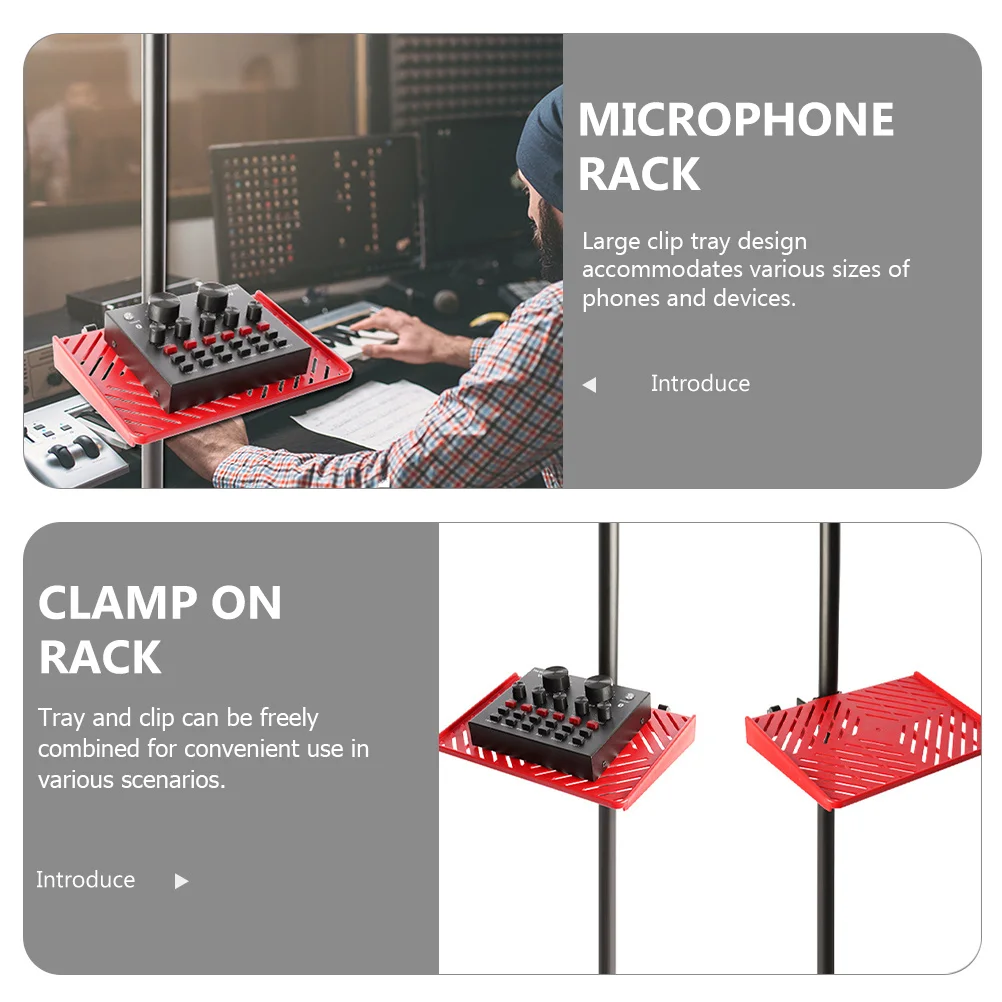 

Sound Card Tray Microphone Stand Tray ABS Metal Multi-Functional Broadcast Rack Holder for Streaming Ktv Outdoor