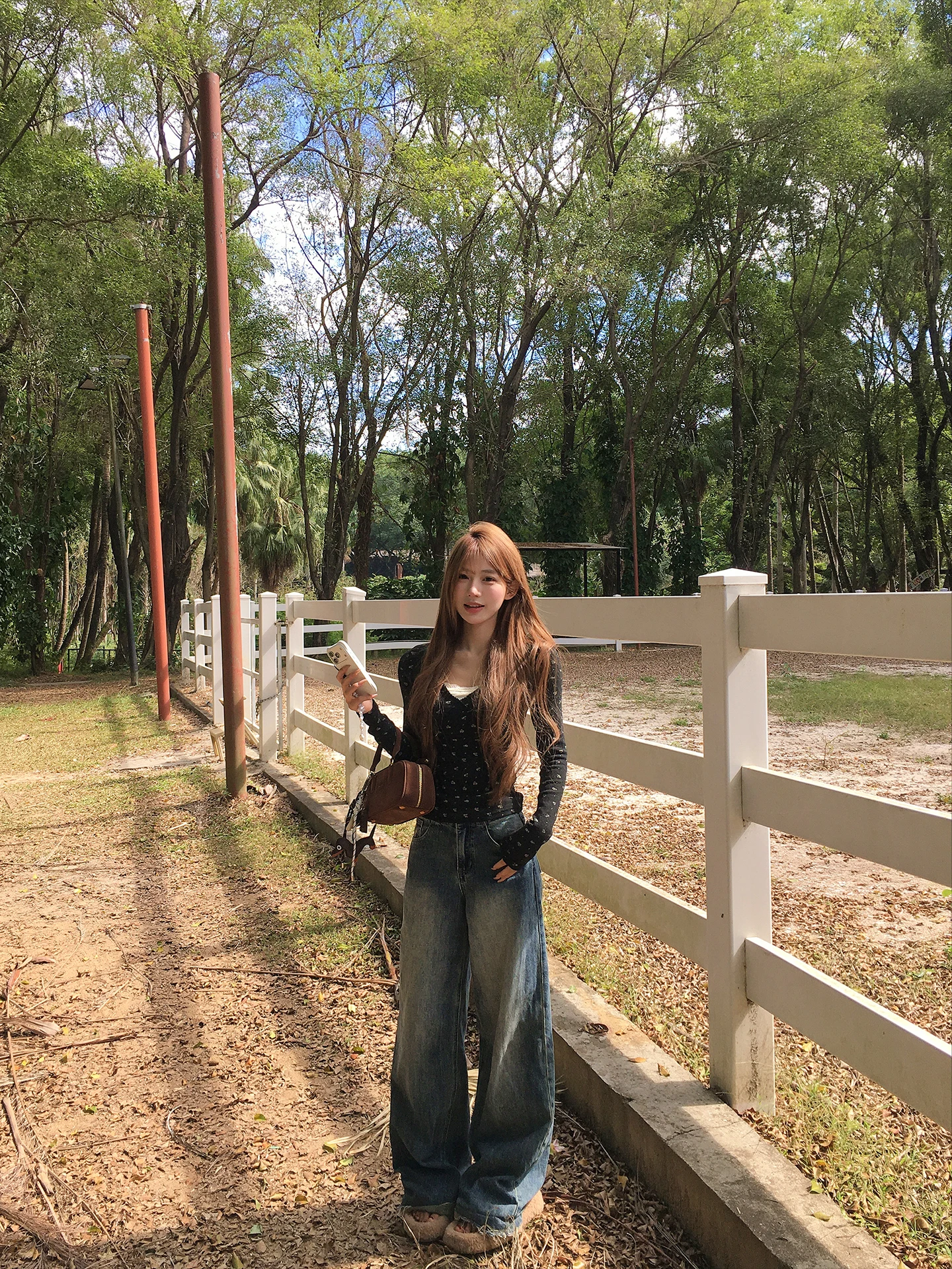 

High Waist Wide Leg Floor Length Straight Cut Blue Jeans Women's Loose Trousers Winter Casual Commute Sle No Brand