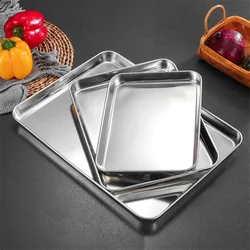 Rectangular Stainless Steel Cake Pan Bread Pizza Oven Tray Muffin Pie Dish Pallet Pastry Baking Tools Kitchen Accessories