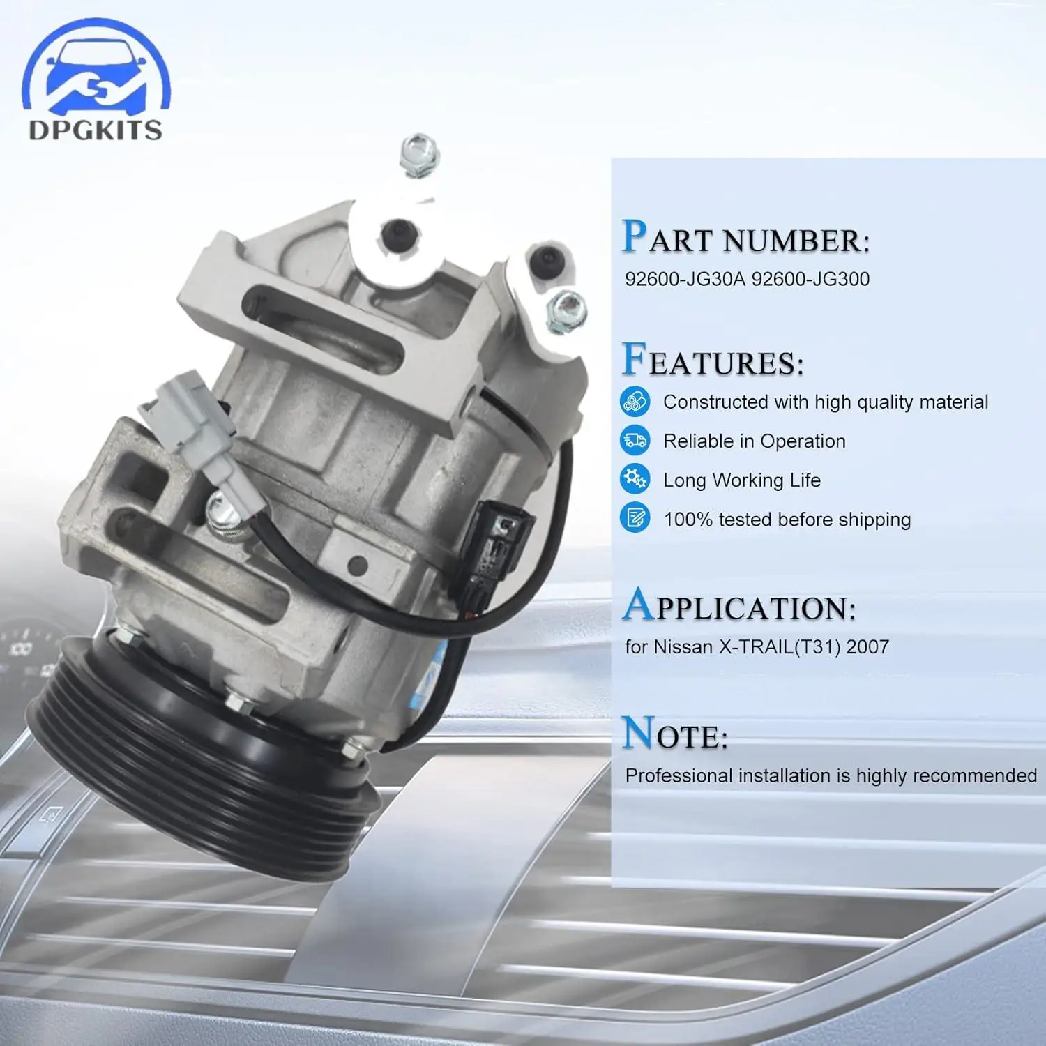 6PK AC A/C Compressor 92600-JG30A 92600-JG300 for NISSAN X-TRAIL(T31) 2007-2013 Air Conditioning Compressor Engine Parts ﻿
