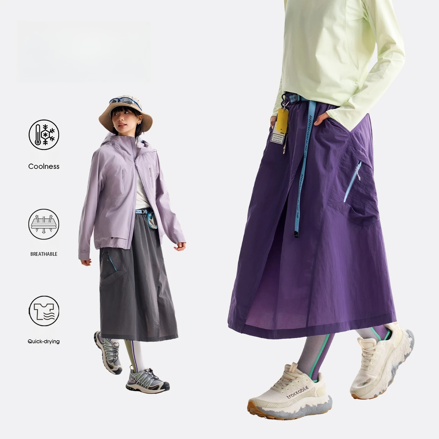 Women's Outdoor A-Line Quick-Dry Skirt with Water-Repellent & Anti-Bacterial Fabric
