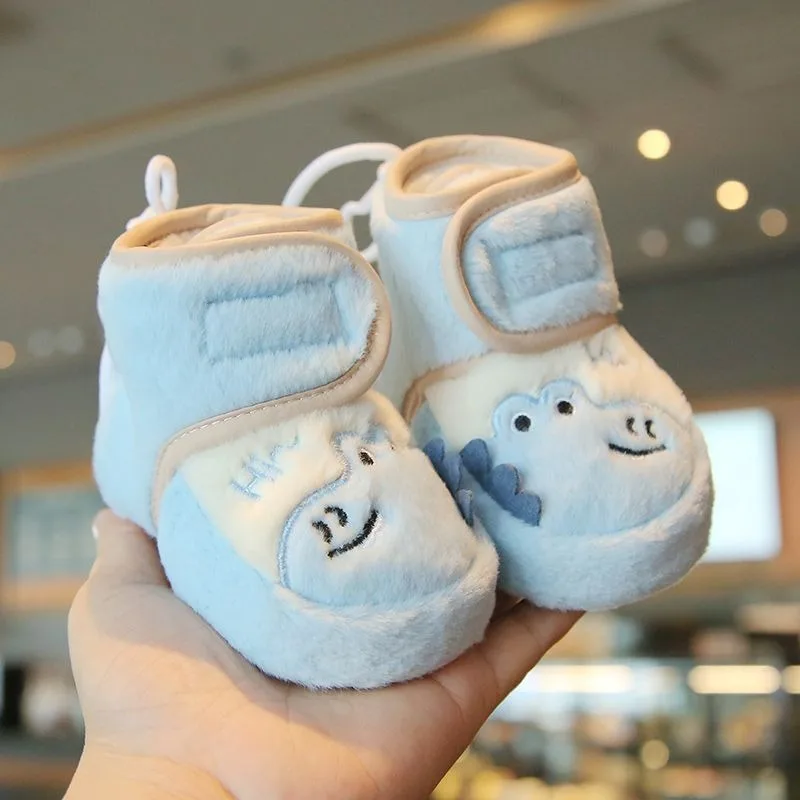 

Winter Baby Shoes Fleece Lined Thick Warm Soft Soled First Walking Shoes for 0-1 Year Old Babies Cotton Shoes for Toddlers