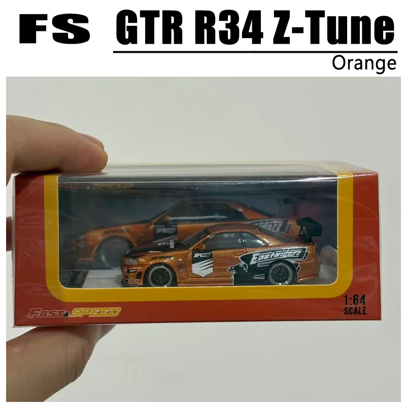 FS 1/64 GTR R34 Z-Tune Alloy Car Static Die Cast Vehicles Collection Model Car Toy