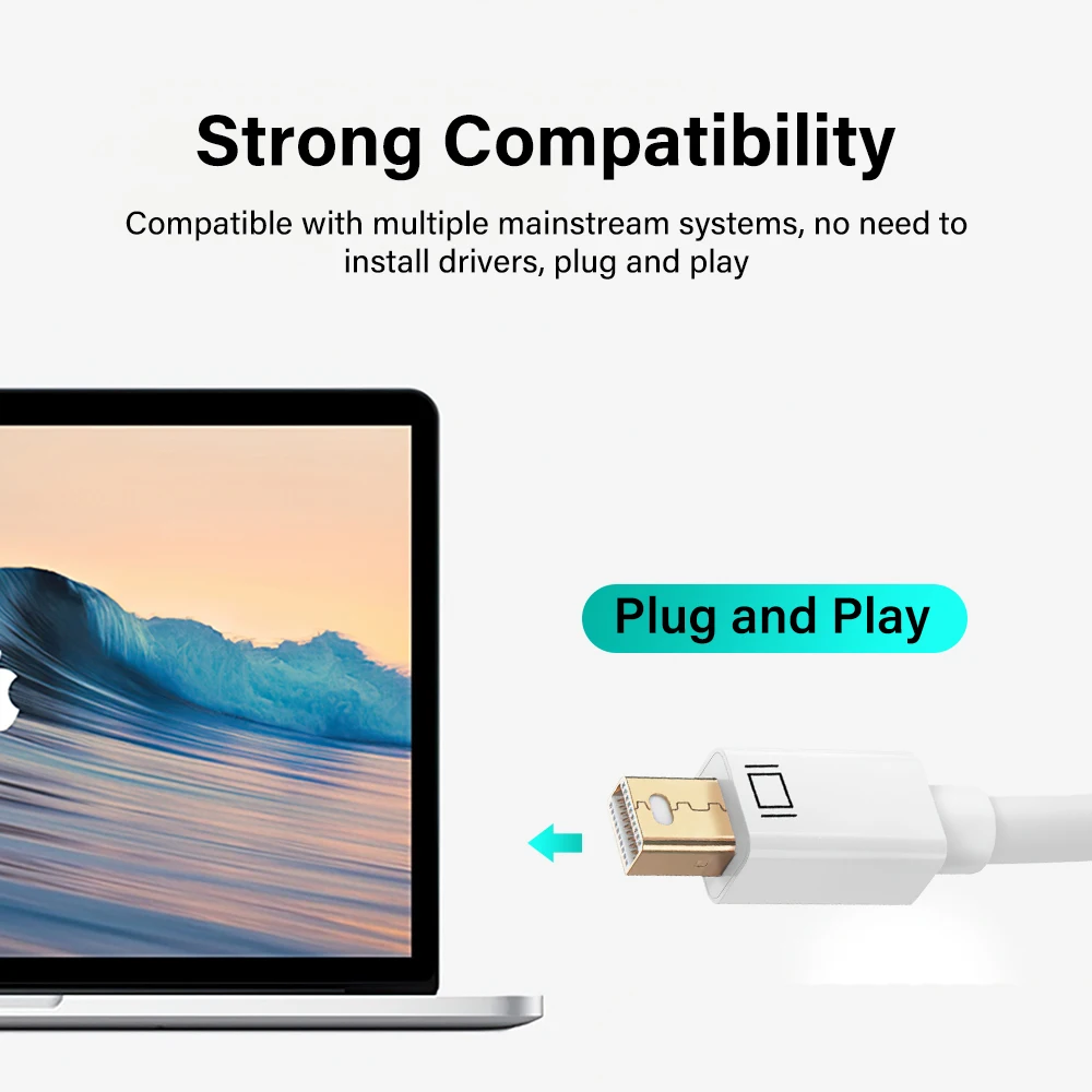 كابل Mini DP إلى HDMI مطلي بالذهب 4K Thunderbolt Mini DP إلى HDMI HDTV كابل محول لماك بوك برو اير ميني ايماك لينوفو اسوس