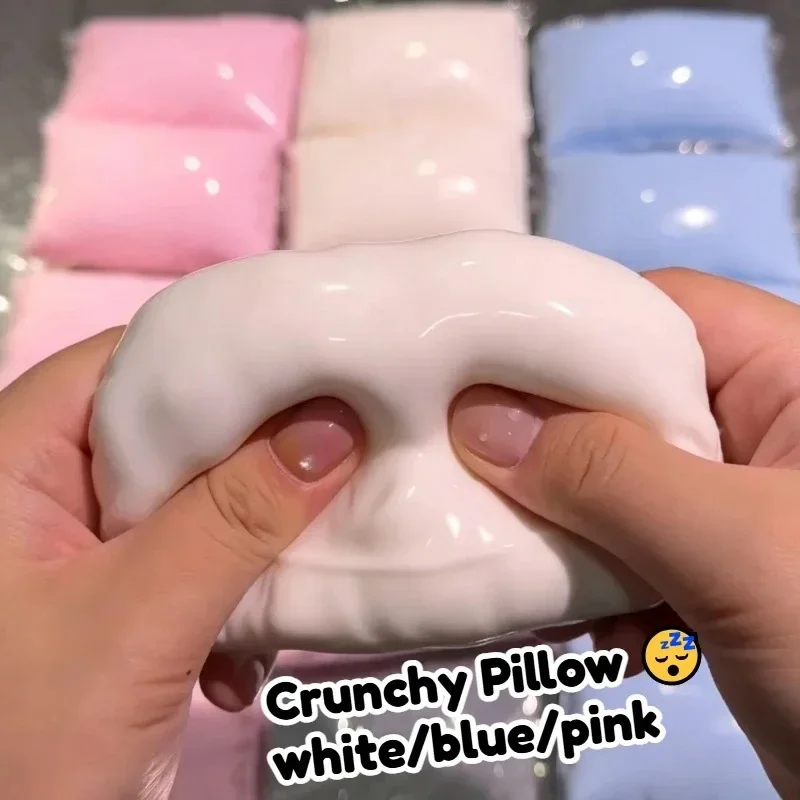 Crunchy 3 Color Pillow Squishy Handmade Block Filling Bread Squeeze Slow Rebound ASMR Stress Relief Pillow Squeeze For Adults