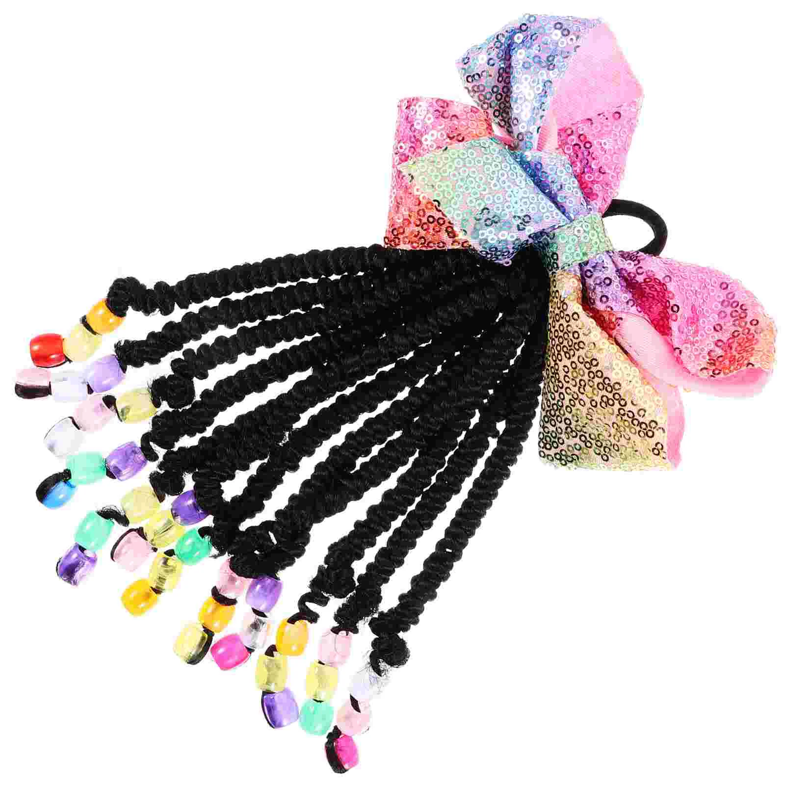 

Children's Dreadlocks Ponytail Wigs DIY Hair Extensions Braided Bowknot Beaded High Temperature Wire