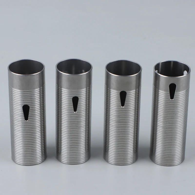 CNC Advanced Stainless Steel Ribbed Heat Dissipation Cylinder For Airsoft Ver.2 Gearbox 80%/70%/60%/50% Sport Toy