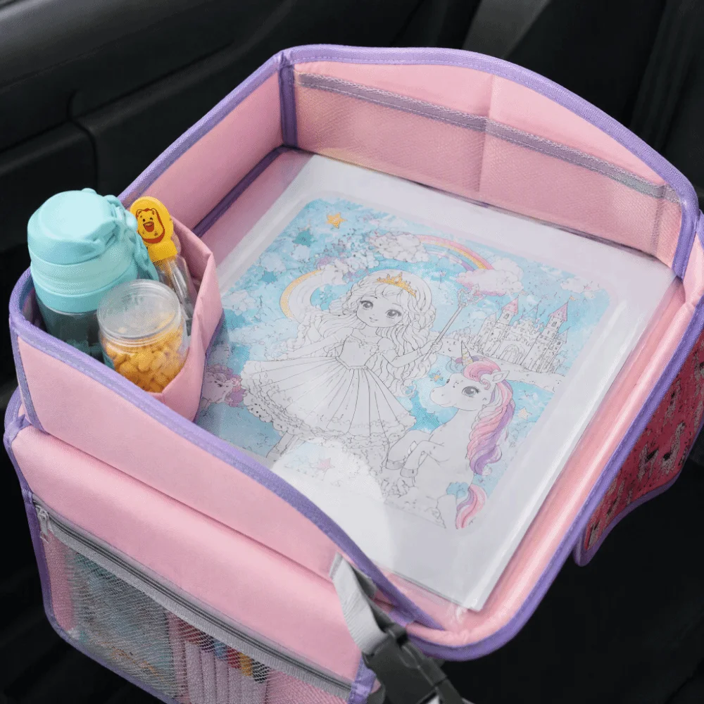Portable Car Seat Writing Tray Multi-functional Fixed Bag Travel Tray Foldable Whiteboard Drawing Writing Board Children Go Out