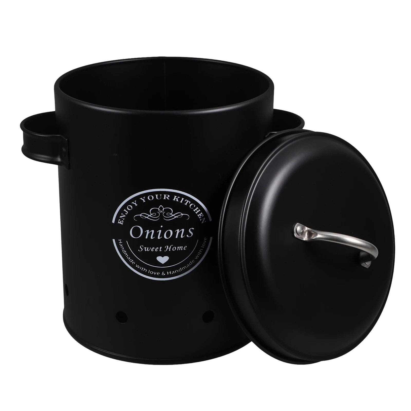 Vegetable Storage Tank Black Onion Jar Garlic Holder Potato Container Ginger Preservation Bucket with Lid Home Storage