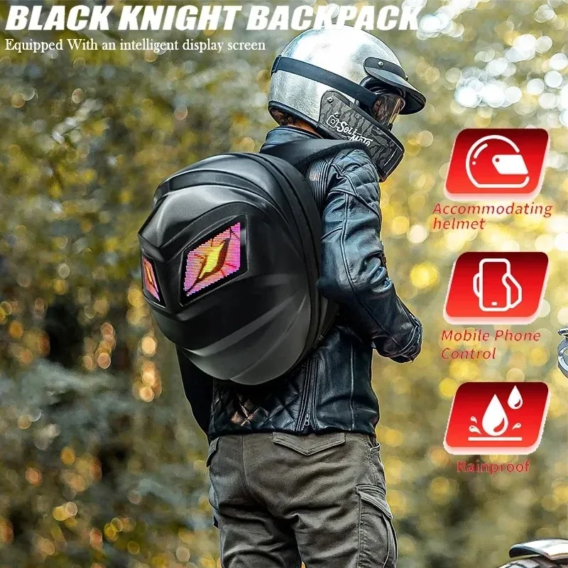 LOY LED Knight Cycling Backpack Motorcycle Bluetooth APP Expansion Waterproof LED Mochila Rainproof Led Bag With Eye Screen