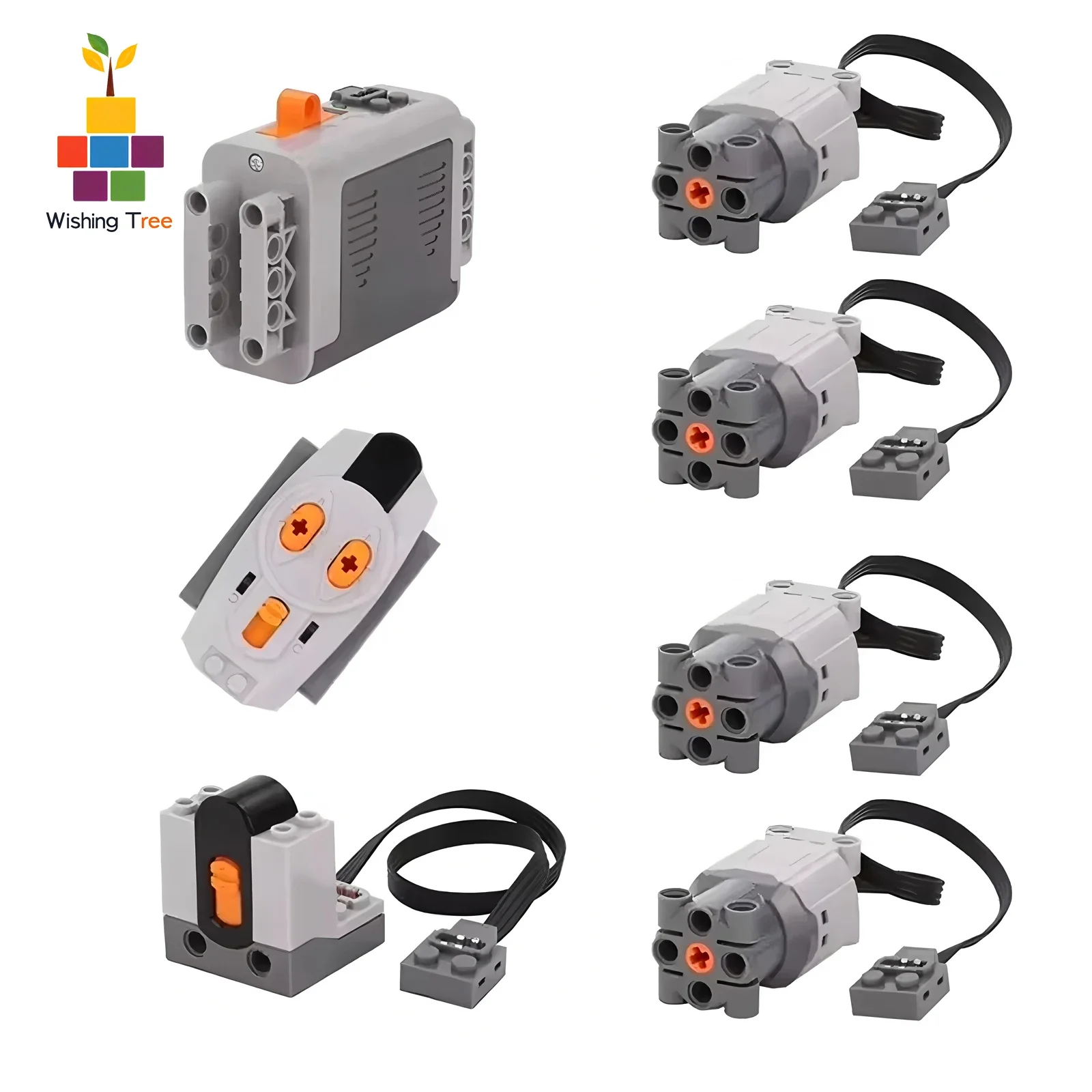 

7 шт. комплект для моторизации технических строительных блоков со средними двигателями, ИК-приемником дистанционного управления и батарейным блоком для Creations MOC