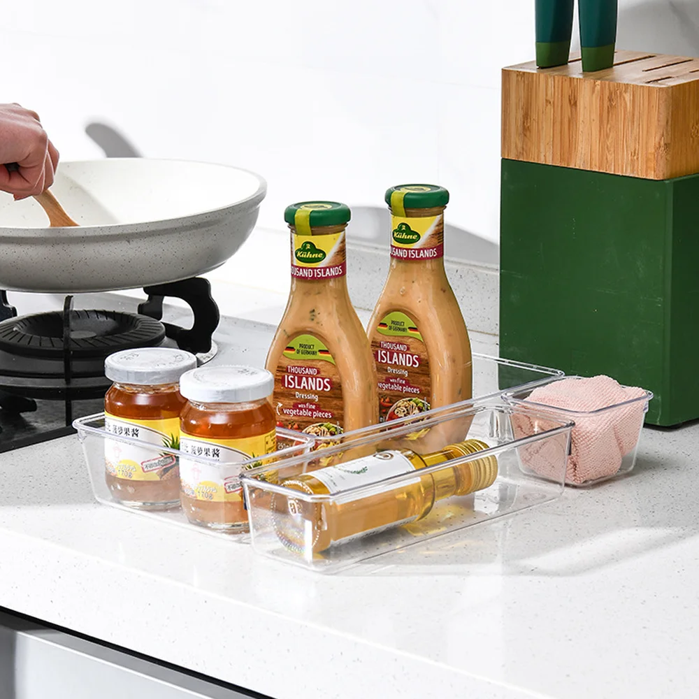 مجموعة تنظيم الأدراج متعددة الاستخدامات مكونة من 25 قطعة - صواني بلاستيكية شفافة في 4 أحجام لتخزين المكياج والمطبخ المثالي #5