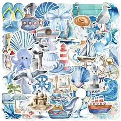 10/50PCS Ins Style Blue Ocean World Journey Graffiti Stickers DIY Stationery Notebook Laptop Suitcase Phone Car Sticker Kids Toy