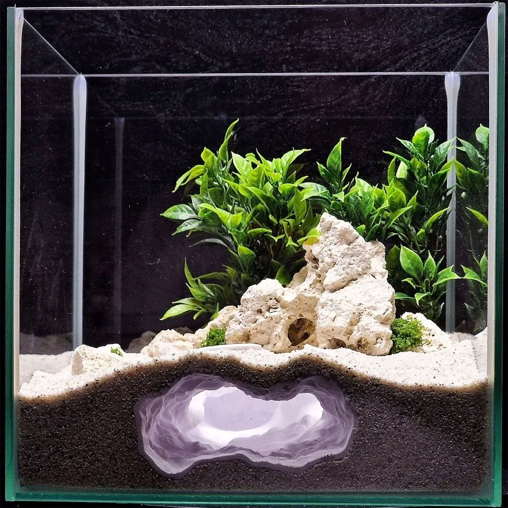 Highly Simulated Aquarium Fish Tank Nature 3D Printing Landscape Rock Cave Reptile Shelter Fish Shrimp Reproduction Hideout