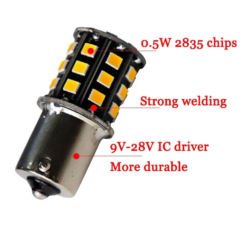10pcs 1156 ba15s 33 smd 2835 LED 280MA P21W S25 1156 BA15S BAU15S Turn signal light Front Rear Side Bulb Tail Lamp 12V