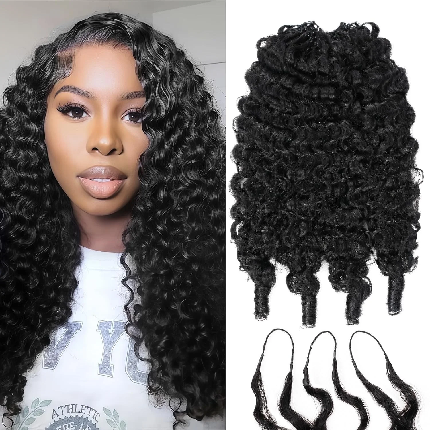 

Волосы для плетения крючком для чернокожих женщин: бирманские кудрявые волосы, волнистые, предварительно разделенные, невидимые, без узлов, с эффектом перьев, для плетения крючком.