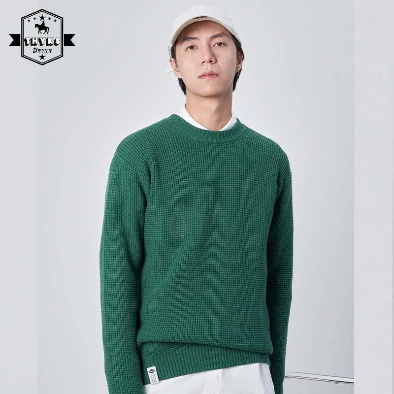 

Men's Autumn Winter Sweater Man Simple Solid Long Sleeves Pullover Causal Loose Korean Couple Knitted O-neck Tops Khaki M-3XL