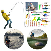 Fishing Advent Calendar 2024 24 Days Fishing Lures Set Xmas Surprise Fish Bait Gift for Fishing Lovers Father Boyfriend Brother