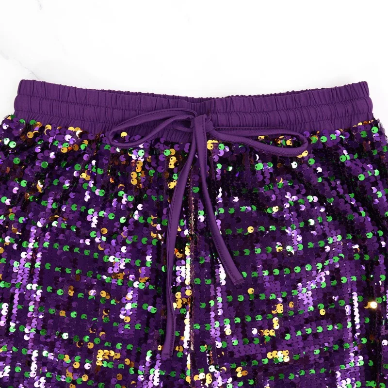 New Arrival:Pearl-Shimmer Sequined Women's Casual Trousers Drawstring Waistband Loose-Fit Long Trousers Gradient Sequined Design