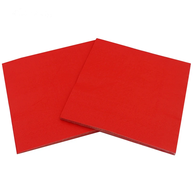 Paquete de 6 servilletas de papel impresas de Color sólido (rojo)