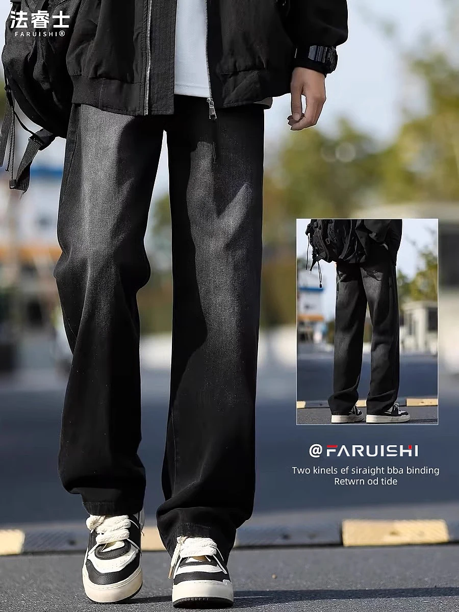 

Мужские джинсы American High Street, весенне-осенние свободные прямые брюки, новые широкие брюки с ножом Sle 2025 для подростков