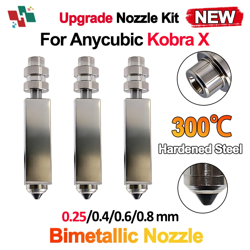 

Модернизированный биметаллический хотэнд Anycubic Kobra X с высокотемпературным соплом для 3D-принтеров Anycubic Kobra X 0.2/0.4/0.6/0.8 мм, аксессуары