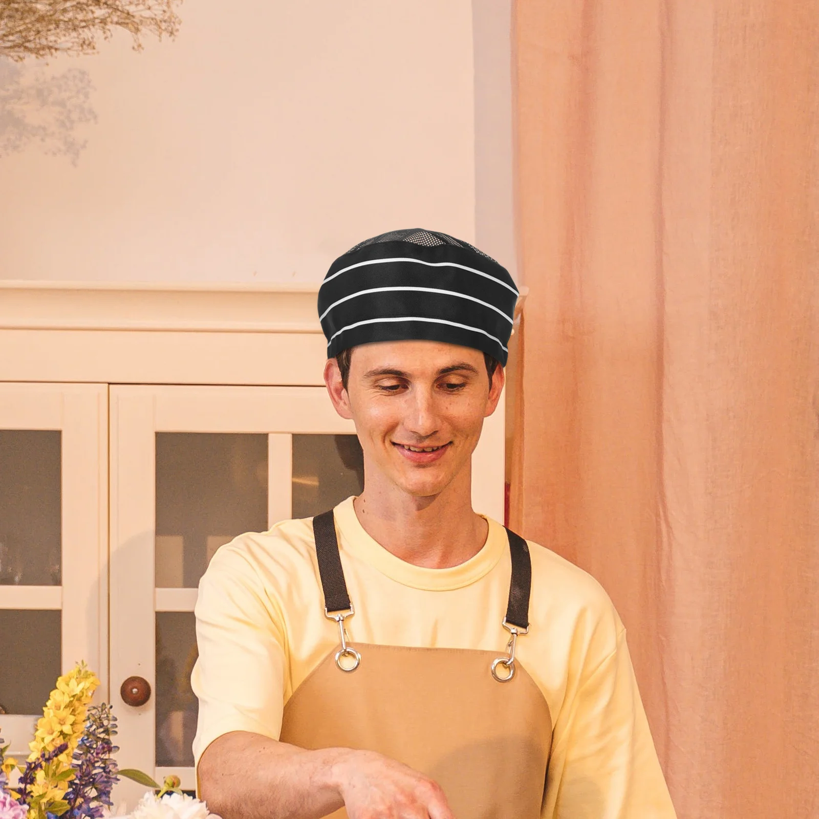 シェフキャップ男性女性用通気性キッチンハットサービススタッフ調理レストラン作業服パン屋帽子