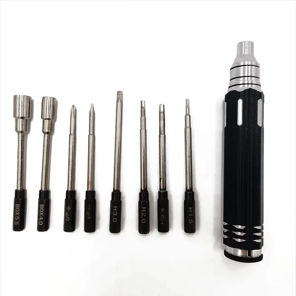 8 in 1 Schroevendraaier Set 1.5/2.0/2.5/3.0mm Box4.0/5.5 Metal Hex zeshoekige Reparatie Tool Kit voor RC Modelvliegtuigen Auto Boot Drone