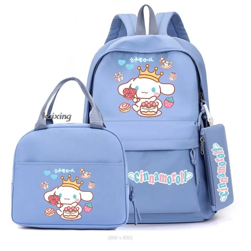 New 3Pcs Cinnamoroll Melody Backpack With Lunch Bag Rucksack Casual School Bags for Student Teenagers Sets Birthday Gift