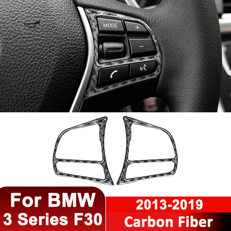 

For BMW 3 Series F30 2013-2019 Carbon Fiber Car Steering Wheel Buttons Panel Frame Decorative Sticker Auto Interior Accessories