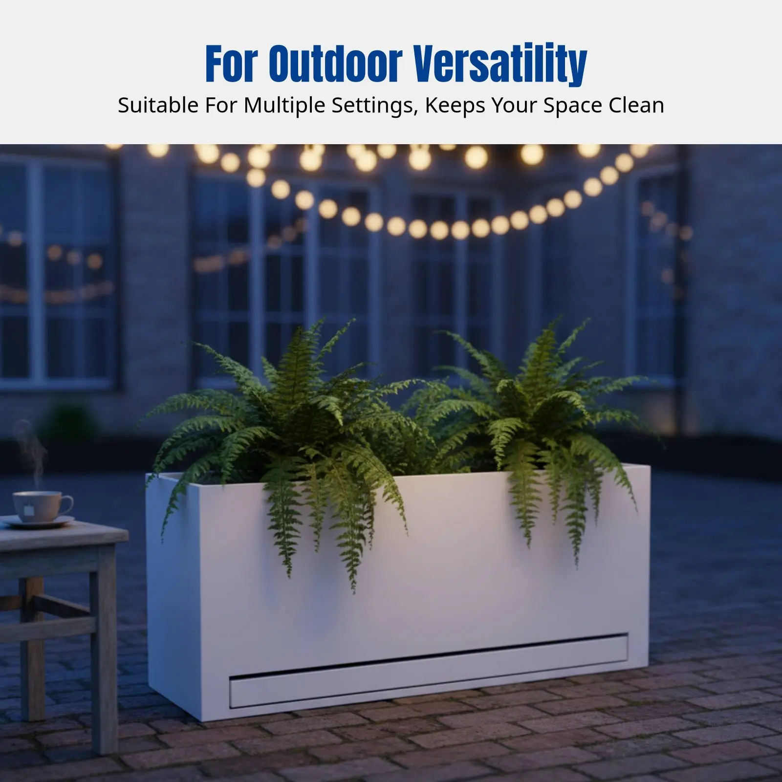 Luxury Simple Rectangular Planting Box, Waterproof Metal Flower Pot Stand with Water Tray, Suitable for Balcony, Rooftop, Mall