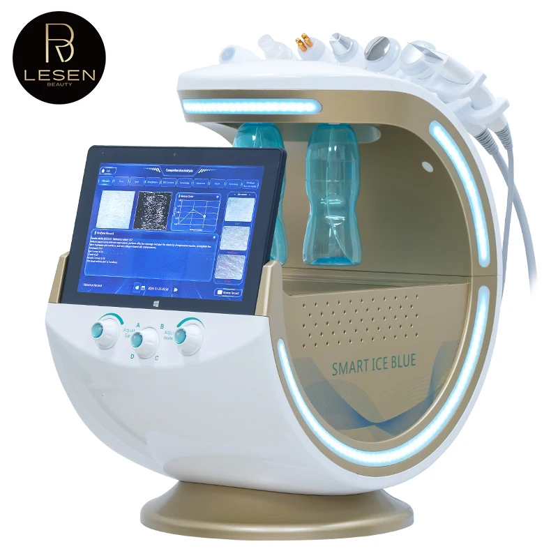 

Умный аппарат для гидропилинга и кислородной терапии Smart Hydro Aqua Oxygen Jet Peel Ice Blue H2O2 для омоложения и отбеливания кожи лица с вилками IT, US, ZA