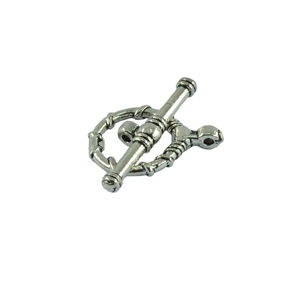 5x 20Sets Wire Wrapped Round Connector Toggle Clasps for Jewelry Makings Silver