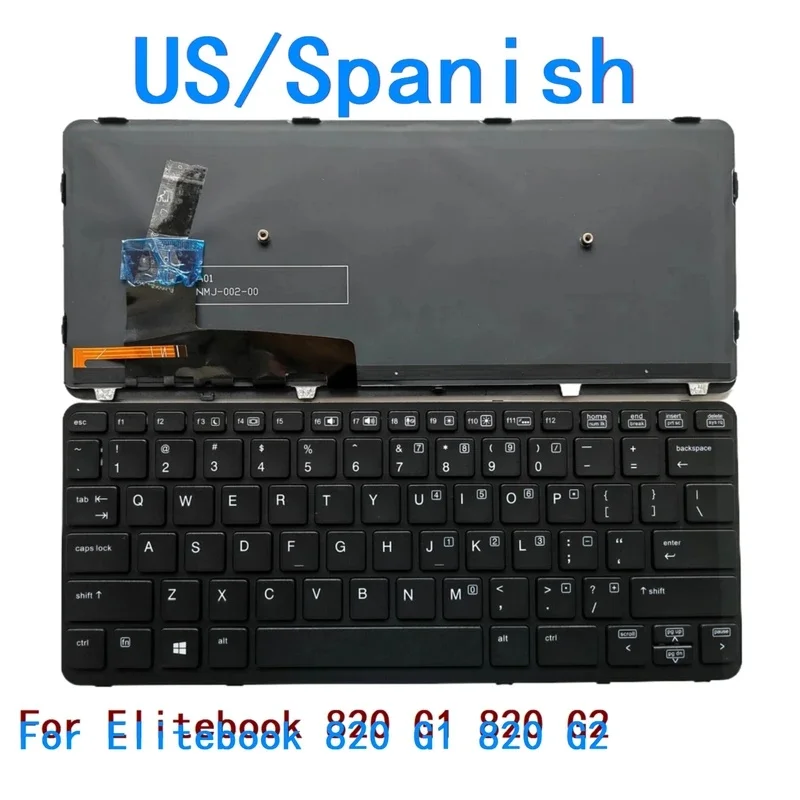 New US Spanish Language Backlit Laptop Keyboard For HP Elitebook 820 G1 820 G2 Notebook PC Replacement Backlight Keyboard