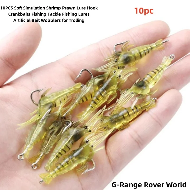 

New 10 PCS Luminous Shrimp Silicone Artificial Bait Simulation Soft Prawn With Hooks Carp Wobbler For Fishing Tackle Lure Carp