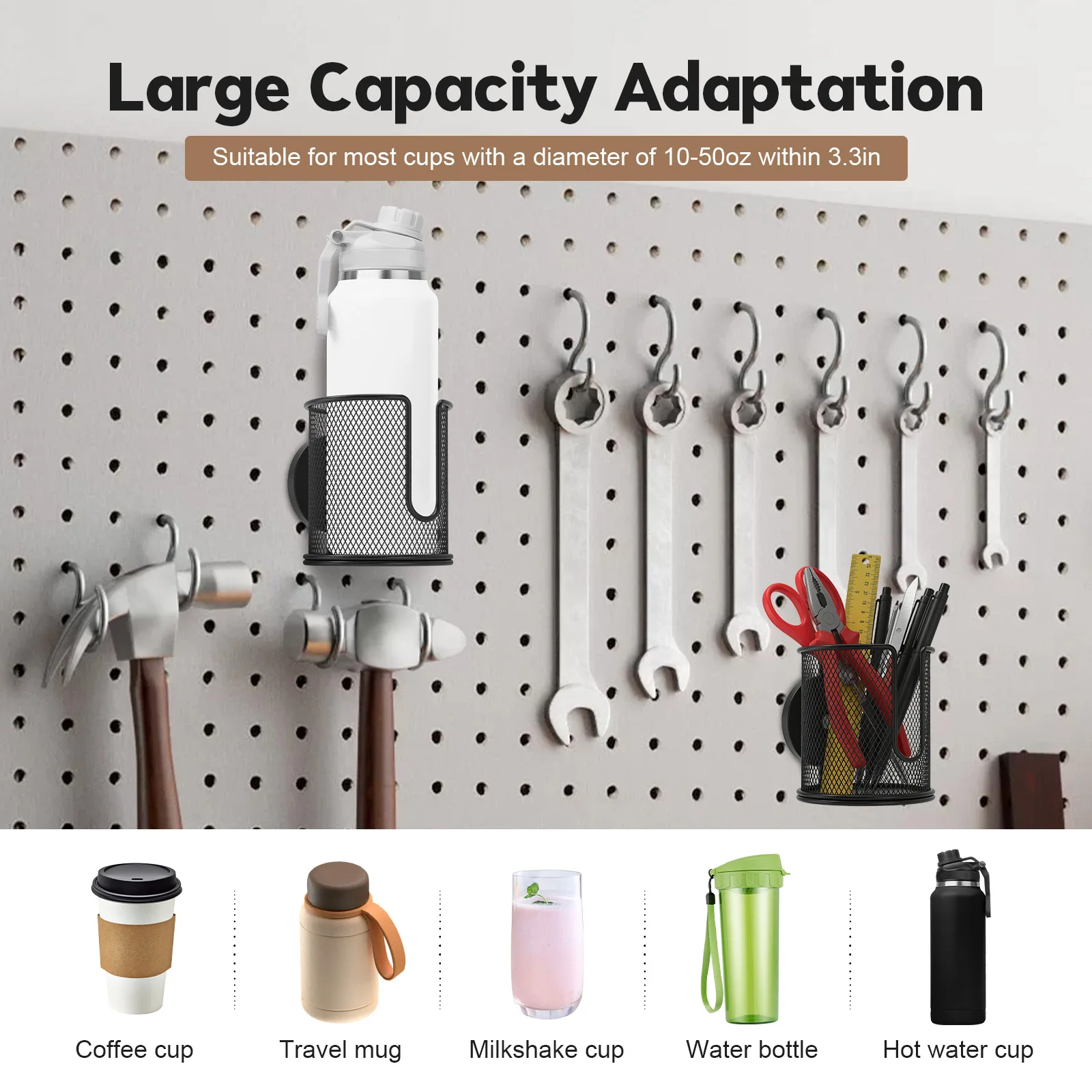 1/2Pcs Magnetic Cup Holder Metal Mesh Water Bottle Rack Fully Covered Anti Fall N38 Magnet Drink Holder for Tractor Mower Fridge